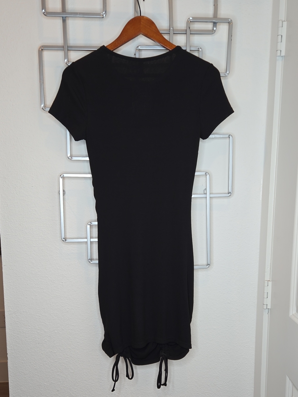 H&M Divided Black Ruched Drawstring Bodycon Mini Dress - Picture 3 of 9